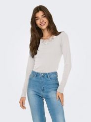 ONLY Koszulka w kolorze białym rozmiar: XL. Białe bluzki damskie Only, xl, bez wzorów, z bawełny, bez kołnierzyka, bez ramiączek. Za 52.67 zł.