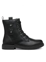 Geox Kozaki Jr Eclair J469QM 0009F C9999 D Czarny. Czarne kozaki dziewczęce Geox, bez wzorów, ze skóry, bez obcasa, bez zapięcia. Za 249.99 zł.