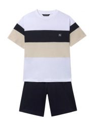 Mayoral Komplet t-shirt i spodenki 6691 Czarny Regular Fit. Czarne t-shirty i koszulki chłopięce Mayoral, bez wzorów, z bawełny, bez kołnierzyka, bez ramiączek. Za 139.99 zł.