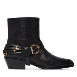 Botki PINKO. Czarne botki damskie Pinko, bez obcasa, na słupku, bez zapięcia. Za 1,399.00 zł.