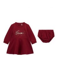 Guess Sukienka codzienna A5BK04 KAE30 Czerwony Regular Fit. Czerwone sukienki dziewczęce Guess, z aplikacjami, z syntetyku, bez ramiączek, proste. Za 259.99 zł.