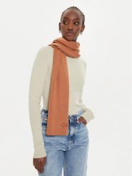 Calvin Klein Szalik Embroidery Fine K60K612601 Brązowy. Brązowe szaliki damskie Calvin Klein, bez wzorów, z bawełny. Za 299.99 zł.