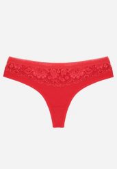 Czerwone Majtki Typu Stringi z Bawełną i Koronką Zeliche. Czerwone stringi Renee, bez wzorów, z bawełny. Za 7.99 zł.