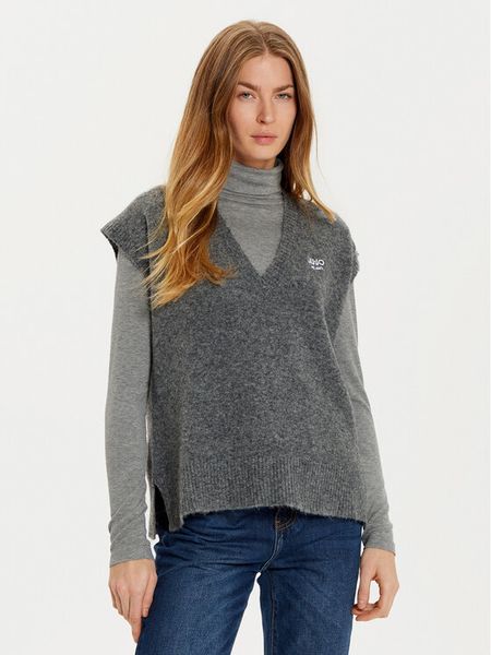 Liu Jo Sweter WF4432 MA49P Szary Regular Fit. Szare swetry klasyczne damskie Liu Jo, xl, z syntetyku, bez kołnierzyka. Za 309.99 zł.