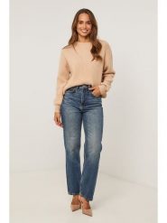 Soft Cashmere Sweter w kolorze beżowym rozmiar: 38/40. Brązowe swetry klasyczne damskie Soft Cashmere, prążkowane, bez kołnierzyka. Za 152.99 zł.