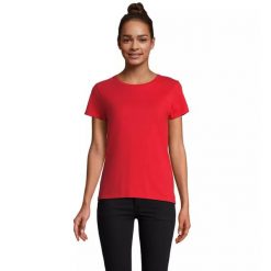 Dopasowana koszulka T-shirt z jerseyu dla kobiet Sol's Pioneer. Czerwone bluzki damskie SOL'S, s, bez wzorów, z jersey, bez kołnierzyka, bez ramiączek. Za 30.50 zł.