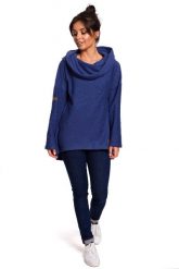 Indygo Asymetryczna Bluza Oversize z Kapturem. Czarne bluzy damskie MOE, l, bez wzorów, z bawełny, z kapturem. Za 253.90 zł.