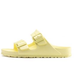 Sandały Birkenstock Arizona Eva Popcorn Damskie. Żółte sandały damskie Birkenstock, bez wzorów, z materiału, bez obcasa, bez zapięcia. Za 337.00 zł.