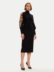 Luisa Spagnoli Sukienka dzianinowa Maioliche 58400 Czarny Loose Fit. Czarne sukienki damskie Luisa Spagnoli, bez wzorów, z dzianiny, bez ramiączek. Za 1,169.00 zł.