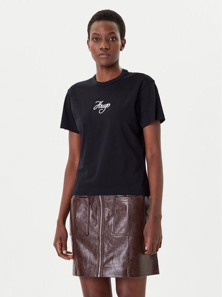 HUGO T-Shirt Destrel_3 50550117 Czarny Regular Fit. Czarne t-shirty damskie Hugo, xs, bez wzorów, z bawełny, bez kołnierzyka. Za 179.99 zł.