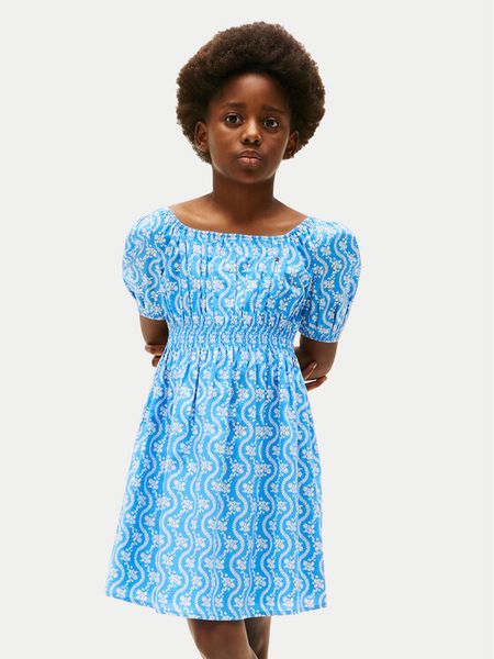 Tommy Hilfiger Sukienka letnia KG0KG08473 S Niebieski Regular Fit. Niebieskie sukienki dziewczęce Tommy Hilfiger, bez wzorów, z bawełny, bez ramiączek, proste. Za 179.99 zł.