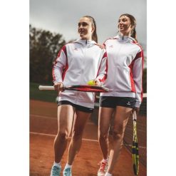 Wielokolorowa kurtka treningowa Erima Celebrate 125 z kapturem. Białe kurtki damskie 55PROTEC, bez wzorów, z tkaniny, z kapturem. Za 325.99 zł.