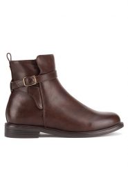 Clara Barson Botki WYL3644A-6 Brązowy. Brązowe botki damskie Clara Barson, ze skóry, bez obcasa, na płaskiej podeszwie, bez zapięcia. Za 139.99 zł.