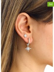 Miu Silver Srebrne kolczyki (2 szt.) z cyrkoniami rozmiar: onesize. Szare kolczyki damskie Miu Silver, z cyrkonią, srebrne. Za 113.63 zł.