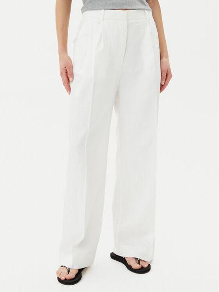 Tommy Hilfiger Spodnie materiałowe WW0WW47214 Biały Regular Fit. Białe spodnie materiałowe damskie Tommy Hilfiger, bez wzorów, z materiału. Za 359.99 zł.