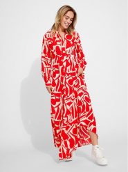 ONLY Sukienka koszulowa Helena 15315463 Czerwony Loose Fit. Czerwone sukienki damskie Only, bez wzorów, z syntetyku, bez ramiączek. Za 179.99 zł.