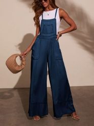 LA Angels Ogrodniczki w kolorze granatowym rozmiar: XL. Niebieskie kombinezony damskie LA Angels, xl, bez wzorów, z bawełny, bez kołnierzyka, bez ramiączek. Za 237.95 zł.
