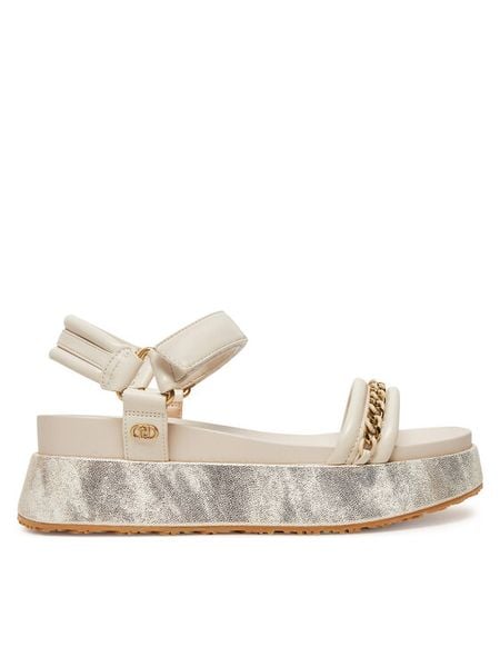 Liu Jo Sandały Frida SA5105 EX014 Biały. Białe sandały damskie Liu Jo, bez wzorów, ze skóry, bez obcasa, na płaskiej podeszwie, bez zapięcia. Za 419.99 zł.