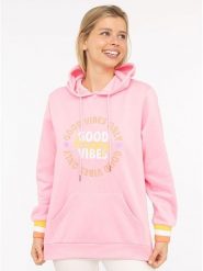 Zwillingsherz Bluza "Good Vibes Only" w kolorze jasnoróżowym rozmiar: L/XL. Różowe bluzy damskie Zwillingsherz, l, bez wzorów, z kapturem. Za 188.85 zł.