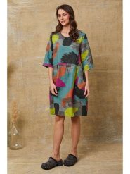 Fleur de Lin Lniana sukienka "Quincy" ze wzorem rozmiar: S. Sukienki damskie Fleur de Lin, bez wzorów, ze lnu, bez ramiączek. Za 217.95 zł.