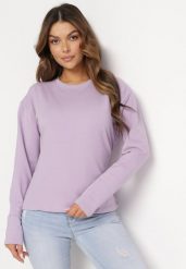 Jasnofioletowa Bawełniana Bluza z Długim Rękawem i Ozdobnym Wiązaniem Pinada. Fioletowe bluzy damskie Born2be, bez wzorów, z bawełny, bez kaptura. Za 84.99 zł.