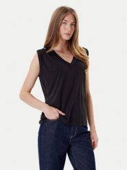 Guess Bluzka W5YP52 KCYW2 Czarny Regular Fit. Czarne bluzki damskie Guess, xl, z aplikacjami, z syntetyku, bez kołnierzyka, bez ramiączek. Za 129.99 zł.