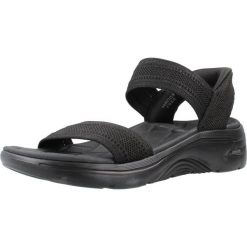 Sandały damskie, Slip-Ins: GO Walk Arch Fit 2.0 Sandal - Kennedy. Czarne sandały damskie Skechers, bez wzorów, z materiału, bez obcasa, bez zapięcia. Za 278.99 zł.