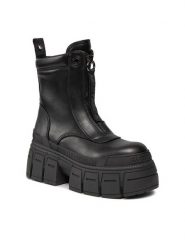 Buffalo Botki Gospher Zip Boot BN1622350 Czarny. Czarne botki damskie Buffalo, ze skóry, bez obcasa, na płaskiej podeszwie, bez zapięcia. Za 779.99 zł.