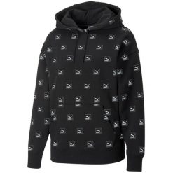 Bluza damska Puma Brand Love AOP Hoodie FL. Czarne bluzy damskie Puma, s, bez wzorów, bez kaptura. Za 200.00 zł.