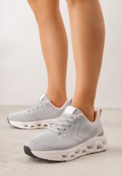 Szare Buty Sportowe na Grubej Geometrycznej Podeszwie Alexusa. Szare obuwie sportowe casual damskie Born2be, z dresówki, bez zapięcia. Za 119.99 zł.