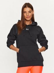 Under Armour Bluza Ua Rival Fleece Hoodie 1379500 Czarny Loose Fit. Czarne bluzy damskie Under Armour, s, bez wzorów, z bawełny, bez kaptura. Za 86.72 zł.