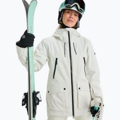 Kurtka snowboardowa damska ROXY Stated. Białe kurtki damskie Roxy, na zimę, l, bez wzorów, z materiału, bez kaptura. Za 909.99 zł.