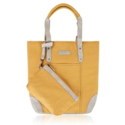 Shopperka żółta Paolo Peruzzi E-23-YL. Żółte shopper bag PAOLO PERUZZI, bez wzorów, z bawełny, bez dodatków. Za 129.99 zł.
