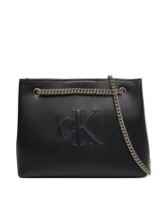 Calvin Klein Jeans Torebka Sculpted Chain Shoulder Bag LV04K3163G Czarny. Czarne torebki klasyczne damskie Calvin Klein Jeans, z jeansu, bez dodatków. Za 319.99 zł.