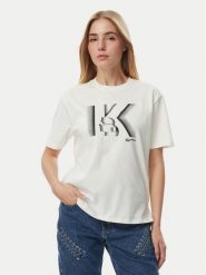 KARL LAGERFELD T-Shirt B4W17003 Kremowy Regular Fit. Białe t-shirty damskie KARL LAGERFELD, l, bez wzorów, z bawełny, bez kołnierzyka. Za 219.99 zł.