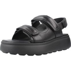 Sandały GEOX D55D4B Czarny. Czarne sandały damskie Geox, bez wzorów, ze skóry, bez obcasa, bez zapięcia. Za 411.99 zł.