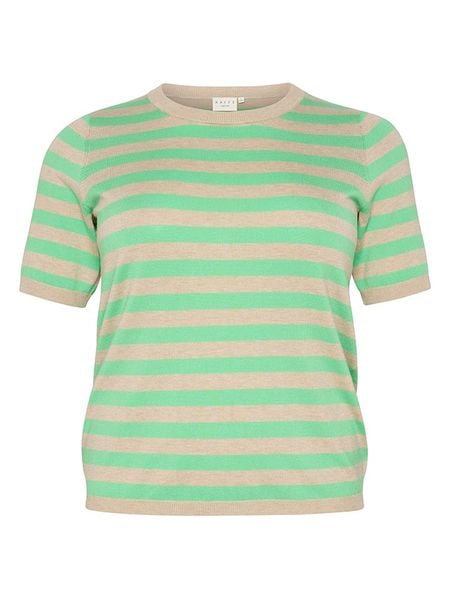 KAFFE curve Sweter w kolorze zielono-beżowym rozmiar: L. Brązowe swetry klasyczne damskie KAFFE curve, l, bez kołnierzyka. Za 74.11 zł.