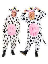 Carnival Party Kombinezon kostiumowy "Cow" w kolorze biało-czarno-jasnoróżowym rozmiar: XXL. Białe kombinezony damskie Carnival Party, xxl, bez wzorów, bez kołnierzyka, bez ramiączek, krótkie. Za 152.99 zł.