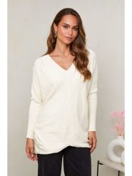 Soft Cashmere Sweter w kolorze kremowym rozmiar: 34/36. Brązowe swetry klasyczne damskie Soft Cashmere, ze splotem, bez kołnierzyka. Za 98.38 zł.
