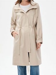 Długa parka z kapturem - kremowy. Białe parki damskie Sinsay, l, z kapturem. Za 119.99 zł.