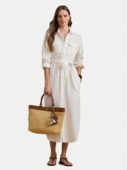 LAUREN RALPH LAUREN Sukienka koszulowa 200P13685001 Écru Regular Fit. Białe sukienki damskie Lauren Ralph Lauren, bez wzorów, ze lnu, bez ramiączek. Za 1,499.00 zł.