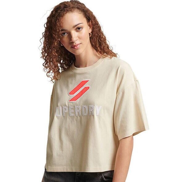 Koszulka turystyczna damska Superdry Code Sl Stacked Apq Boxy. Brązowe koszulki sportowe damskie Superdry, m, bez wzorów, z bawełny, bez ramiączek. W wyprzedaży za 64.00 zł.