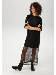 Aniston Sukienka w kolorze czarnym rozmiar: 44. Czarne sukienki damskie Aniston, bez wzorów, z bawełny, bez ramiączek. Za 52.42 zł.