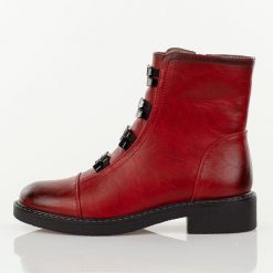 Czerwone płaskie botki damskie M.Daszyński Sa252-16. Czerwone botki damskie M.Daszyński, na jesień, ze skóry, biznesowe, bez obcasa, na obcasie, bez zapięcia. W wyprzedaży za 217.55 zł.