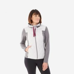 Bluza turystyczna damska Quechua NH100 Hybrid. Szare bluzy damskie QUECHUA, m, bez wzorów, z dzianiny, bez kaptura. W wyprzedaży za 79.99 zł.