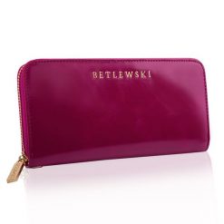 Portfel damski BETLEWSKI BPD-OL-5201 bordowy. Czerwone portfele damskie Betlewski, bez wzorów, ze skóry. Za 119.99 zł.