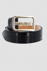 VALENTINO Czarny pasek lakierowany Around Plaque Buckle Belt. Czarne paski damskie Valentino by Mario Valentino, bez wzorów, z lakierowanej skóry. W wyprzedaży za 215.99 zł.