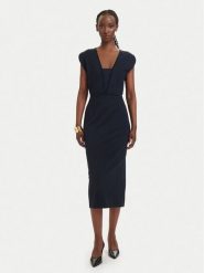 BOSS Sukienka koktajlowa Dorlita 50563851 Granatowy Slim Fit. Niebieskie sukienki damskie Boss, bez wzorów, z wiskozy, wizytowe, bez ramiączek. Za 1,449.00 zł.