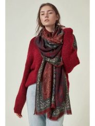 Lucky Bees Szal w kolorze bordowo-granatowym - 180 x 90 cm rozmiar: onesize. Czerwone szaliki damskie Lucky Bees, bez wzorów, z materiału. Za 91.34 zł.