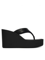 Calvin Klein Japonki Wedge 70 Sndl Thong Lth HW0HW02880 Czarny. Czarne klapki damskie Calvin Klein, bez wzorów, ze skóry, bez obcasa, bez zapięcia. Za 489.99 zł.